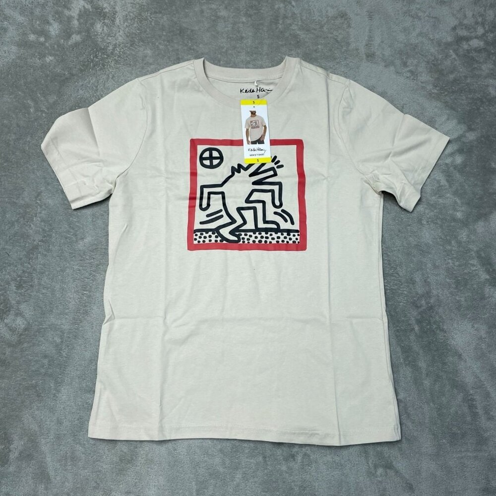 Keith Haring Men's S Beige Graphic T-Shirt 100% Cotton L1303 - Picture 2 of 8